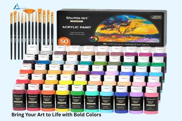 Shuttle Art 50‑Color Acrylic Paint Set, 2 oz Bottles- SAAP50